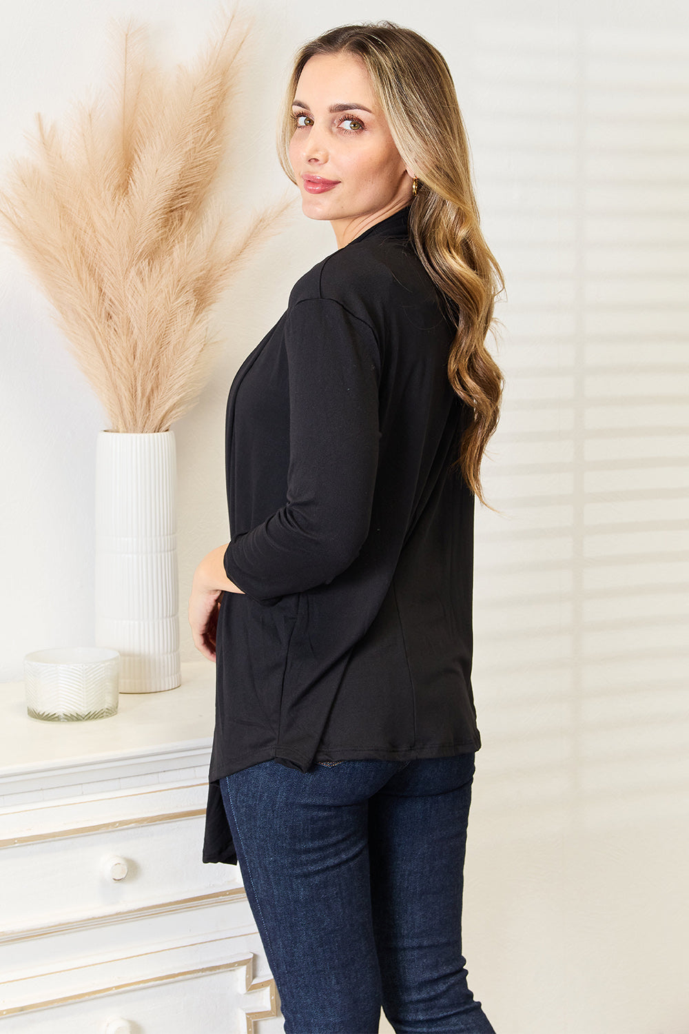 Black Open Front Cardigan - ThingsWeUseAndLove