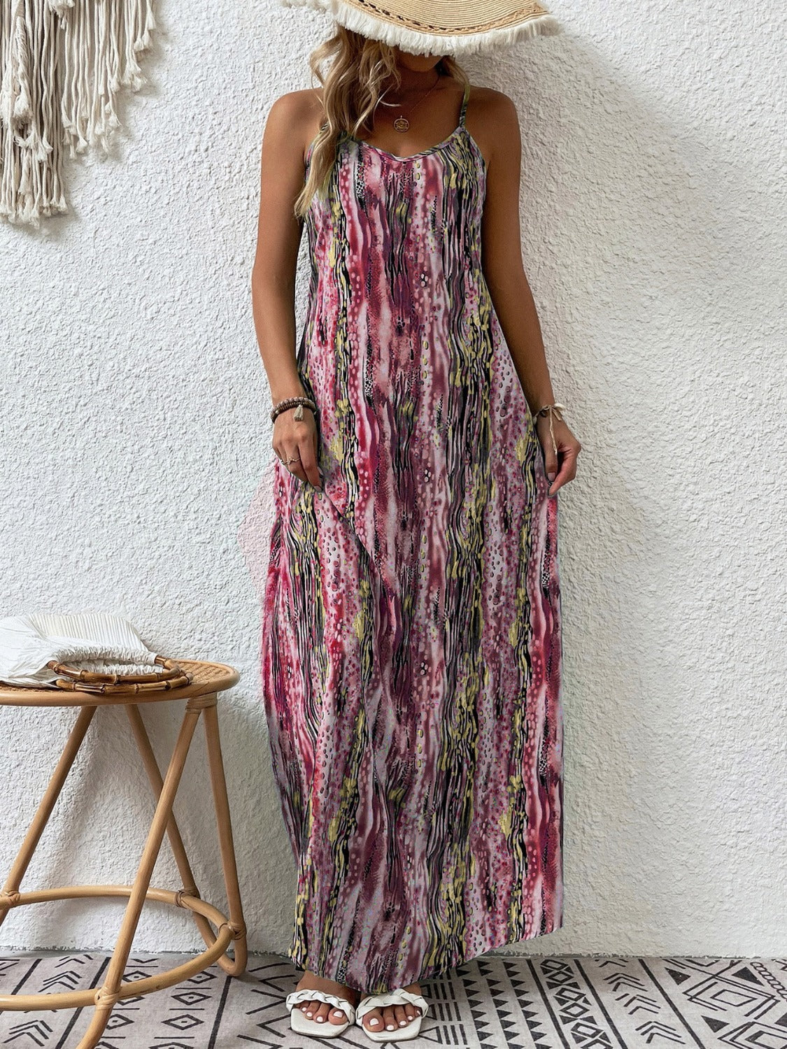 Full Size Printed Scoop Neck Maxi Cami Dress - ThingsWeUseAndLove 