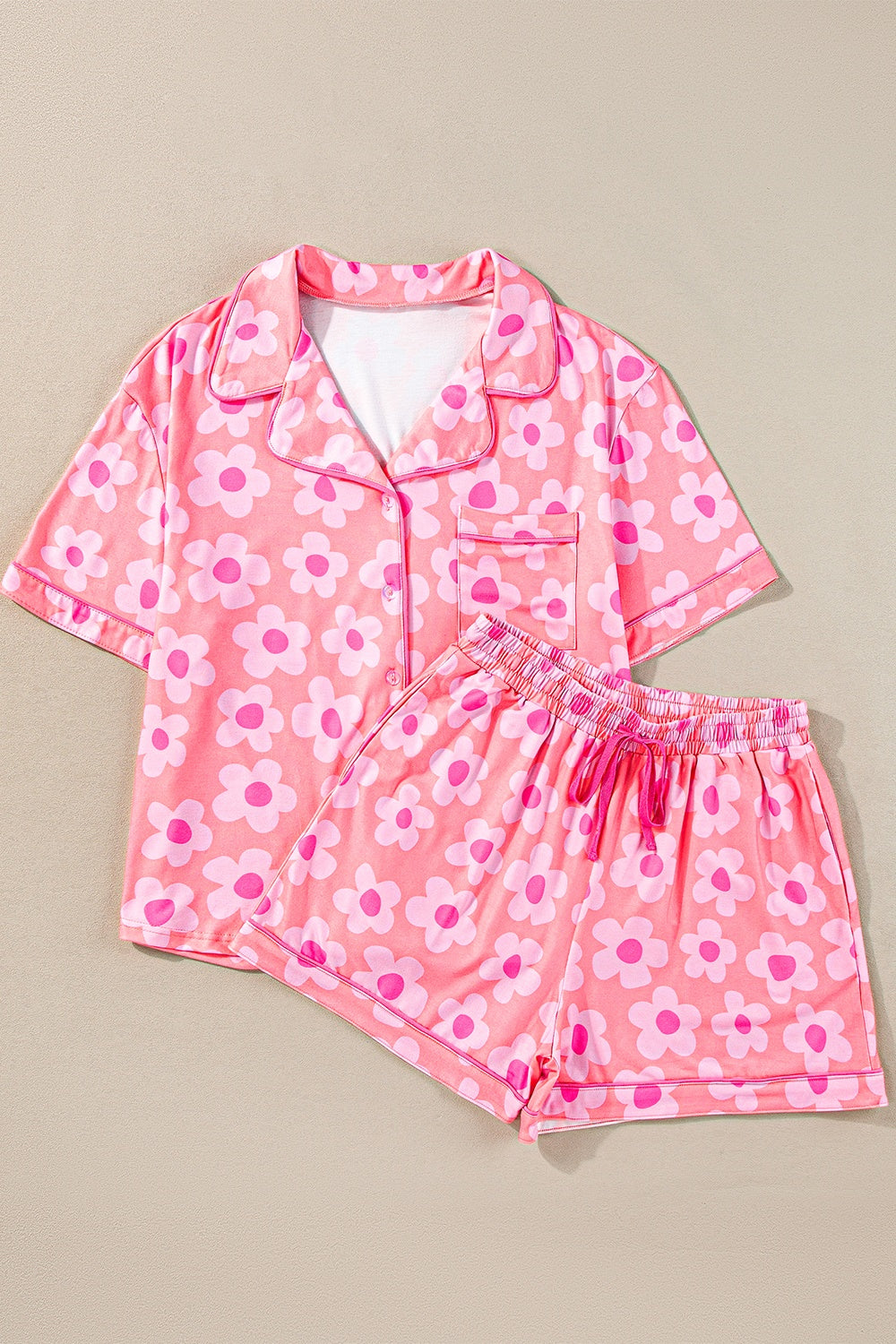 Pocketed Flower Half Sleeve Top and Shorts Lounge Set - ThingsWeUseAndLove 