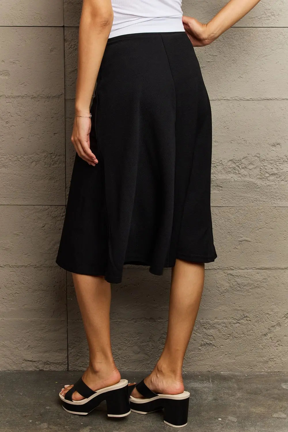 Wide Waistband Knee Length Skirt - ThingsWeUseAndLove 