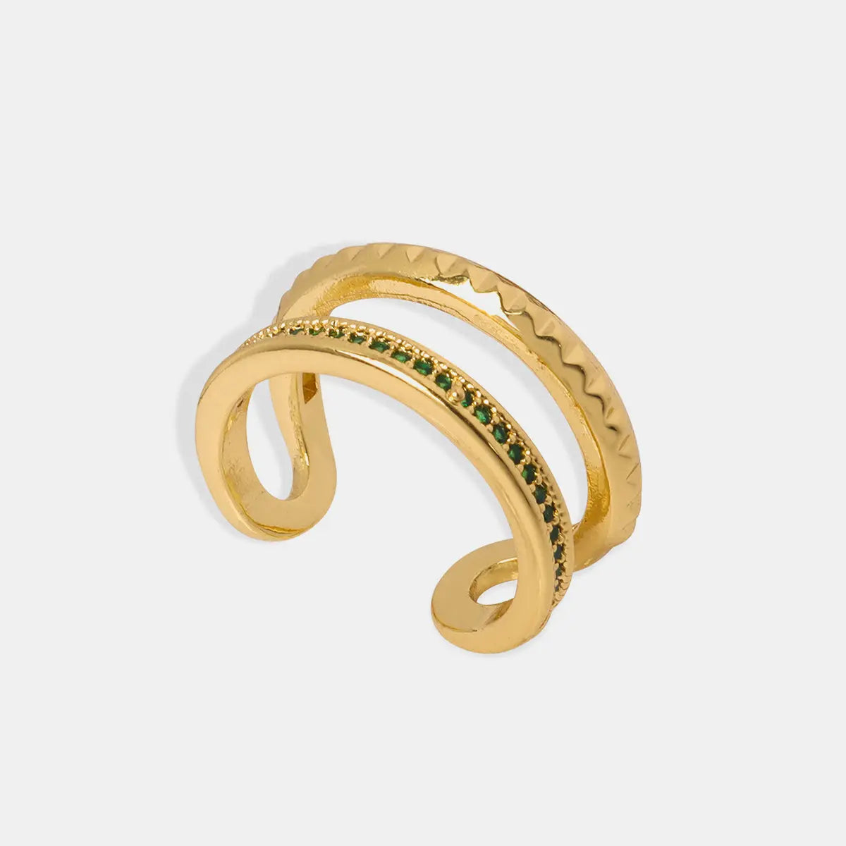 Gold-Plated Czech Diamond Double-Layered Ring - ThingsWeUseAndLove 