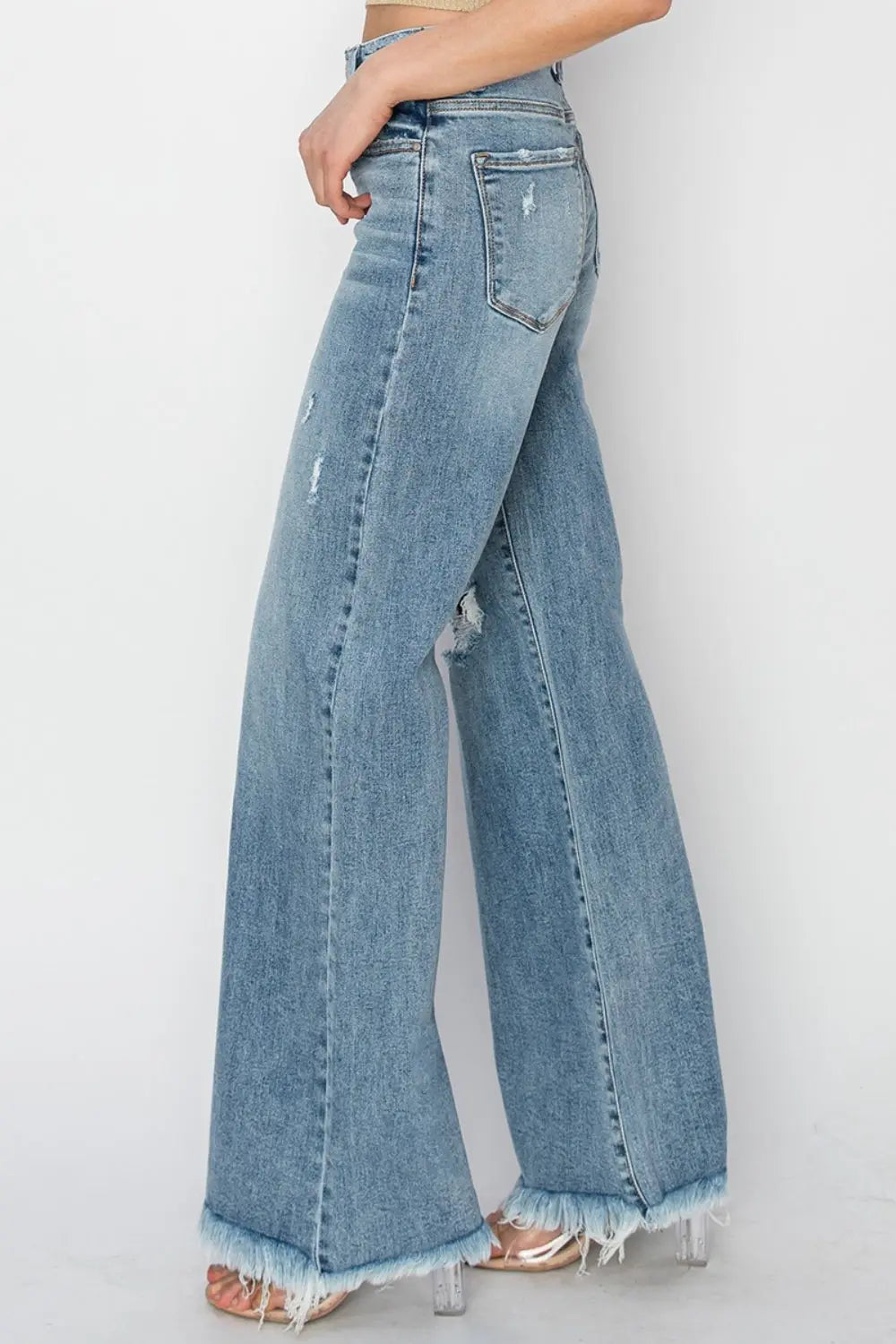 Odessa Mid Rise Button Fly Wide Leg Jeans - ThingsWeUseAndLove 
