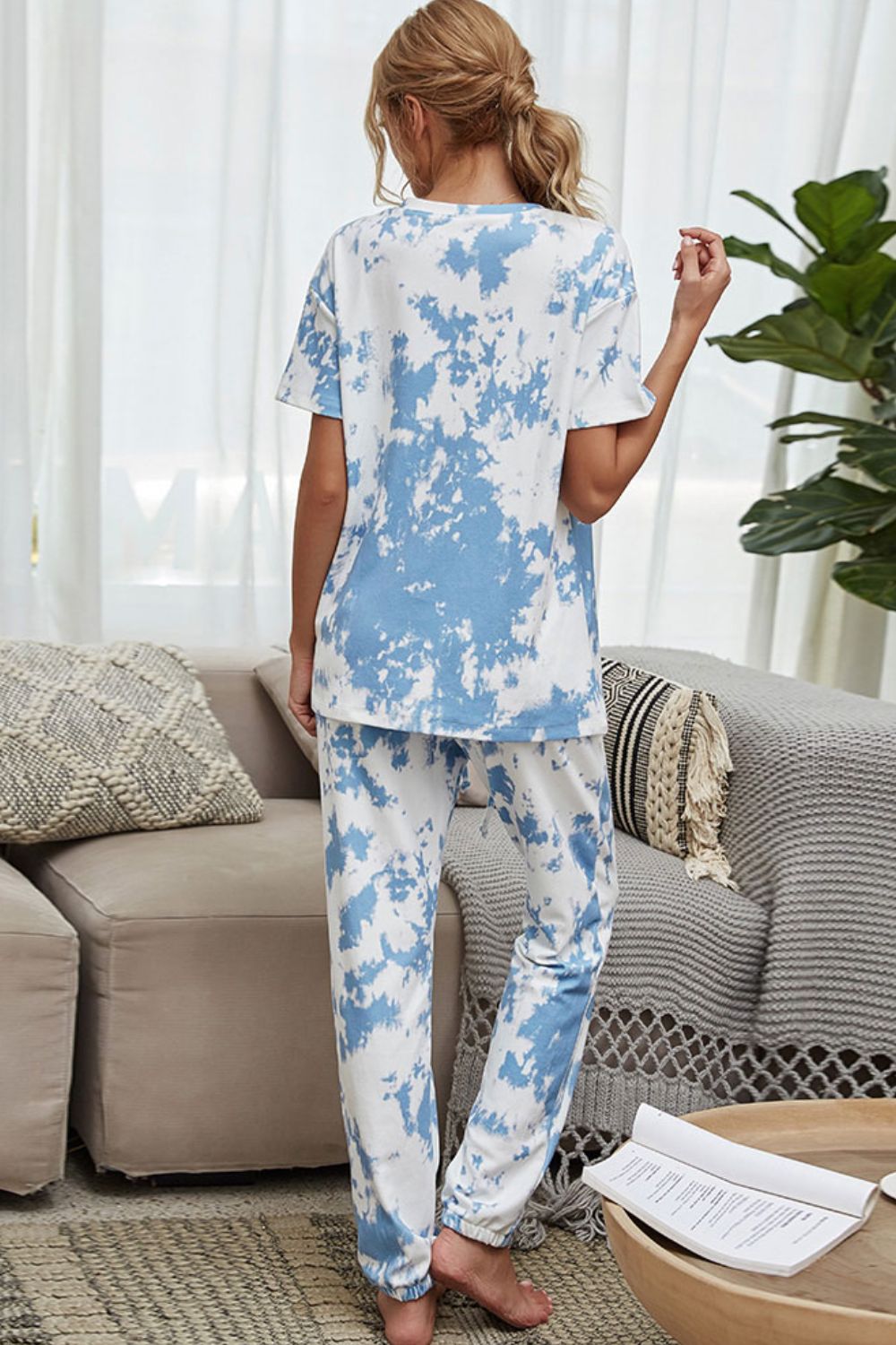 Addison Tie-Dye Tee & Drawstring Waist Joggers Lounge Set - ThingsWeUseAndLove 