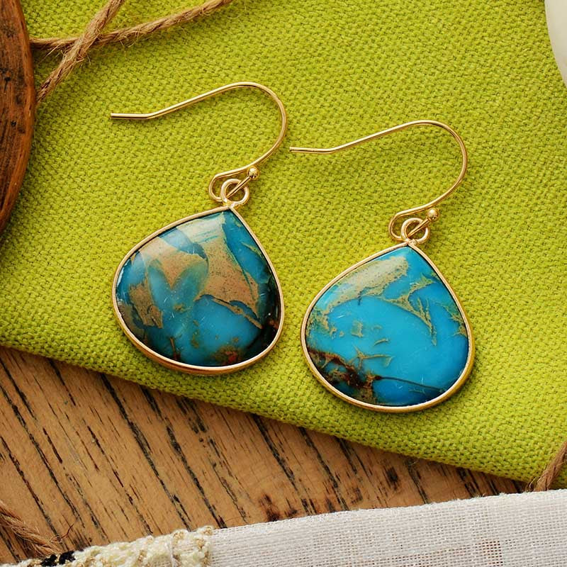 18K Gold-Plated Natural Stone Earrings - ThingsWeUseAndLove Sky-Blue-One-Size