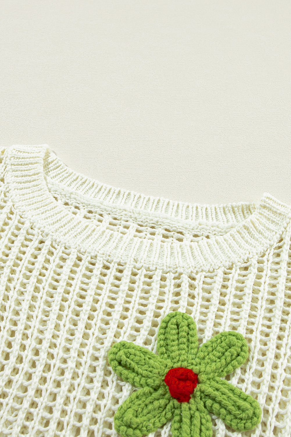 White Crochet Flower Hollow-out Sweater T Shirt - ThingsWeUseAndLove 