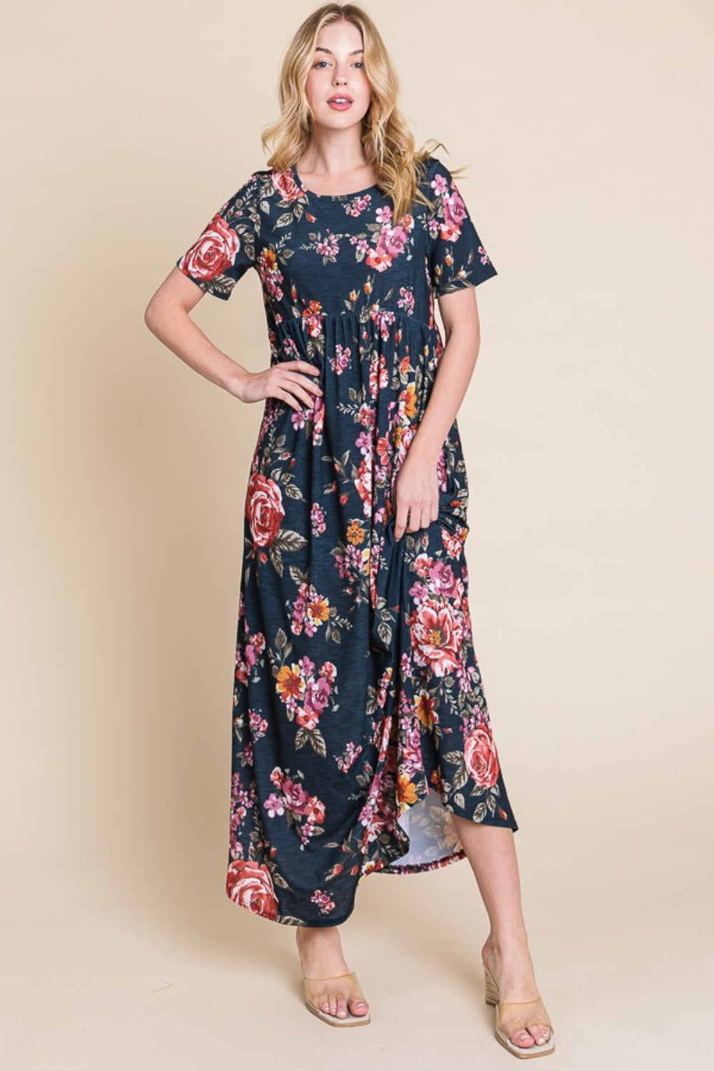 Floral Short Sleeve Maxi Dress - ThingsWeUseAndLove 