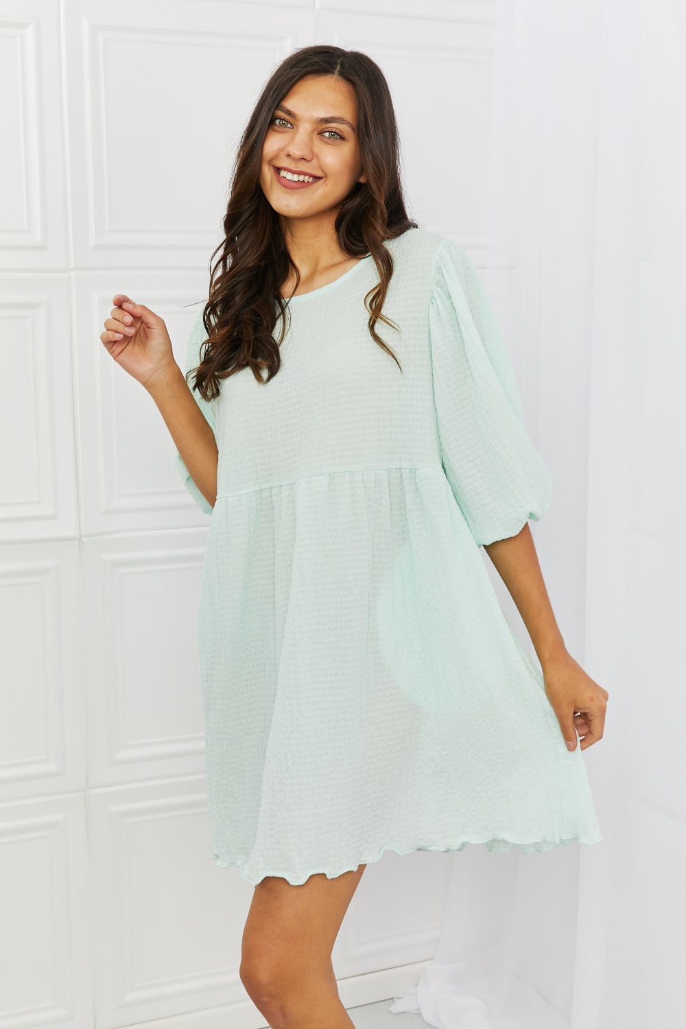 Puff Sleeve Mini Dress - ThingsWeUseAndLove 