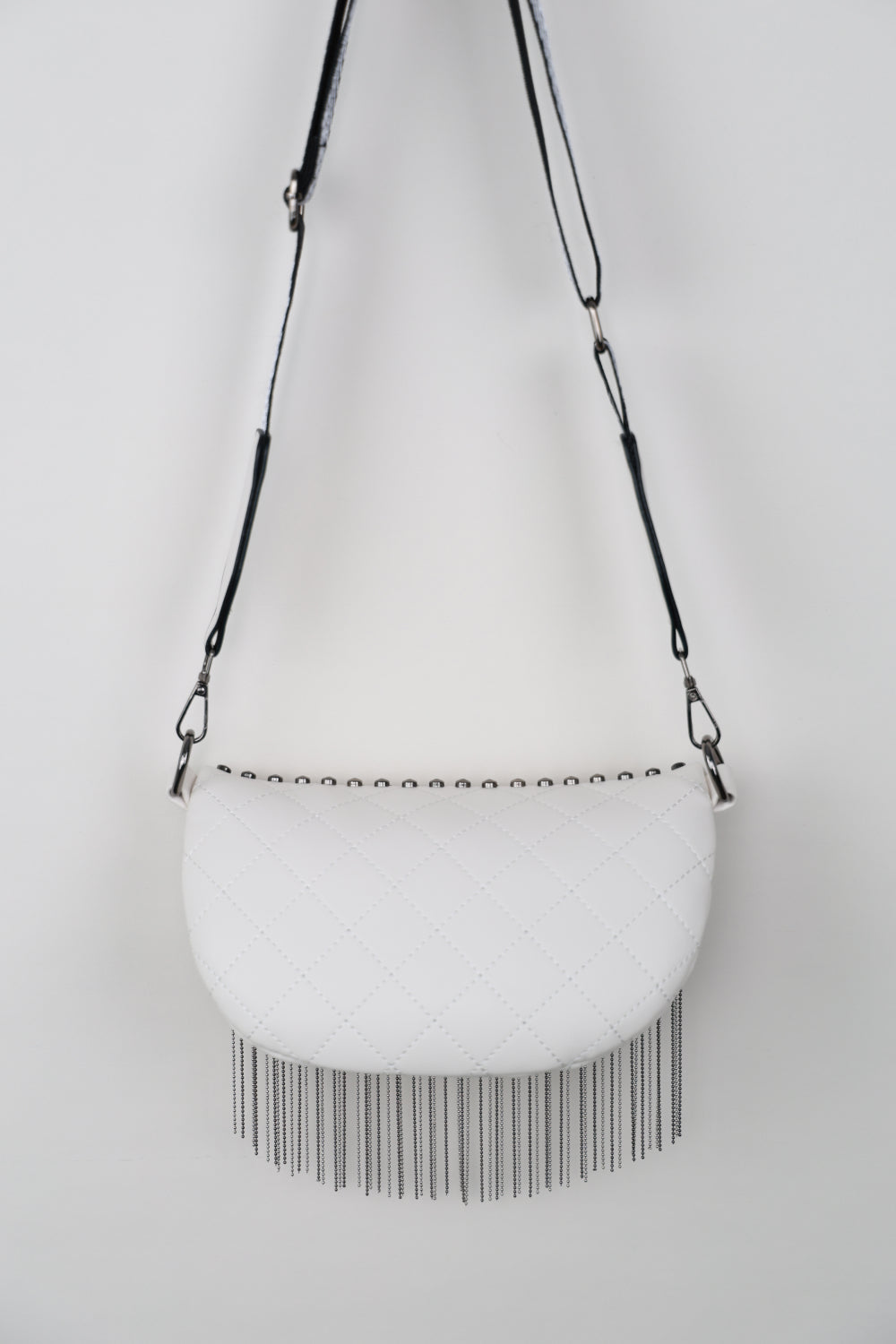 PU Leather Studded Fringed Sling Bag