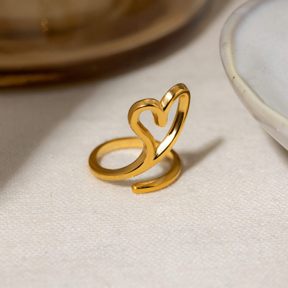 Stainless Steel Cutout Heart Bypass Ring - ThingsWeUseAndLove Gold-One-Size