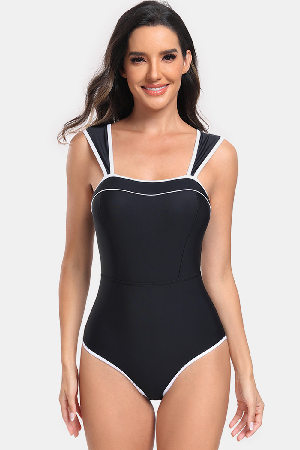 Contrast Trim Wide Strap Two-Piece Swim Set - ThingsWeUseAndLove 