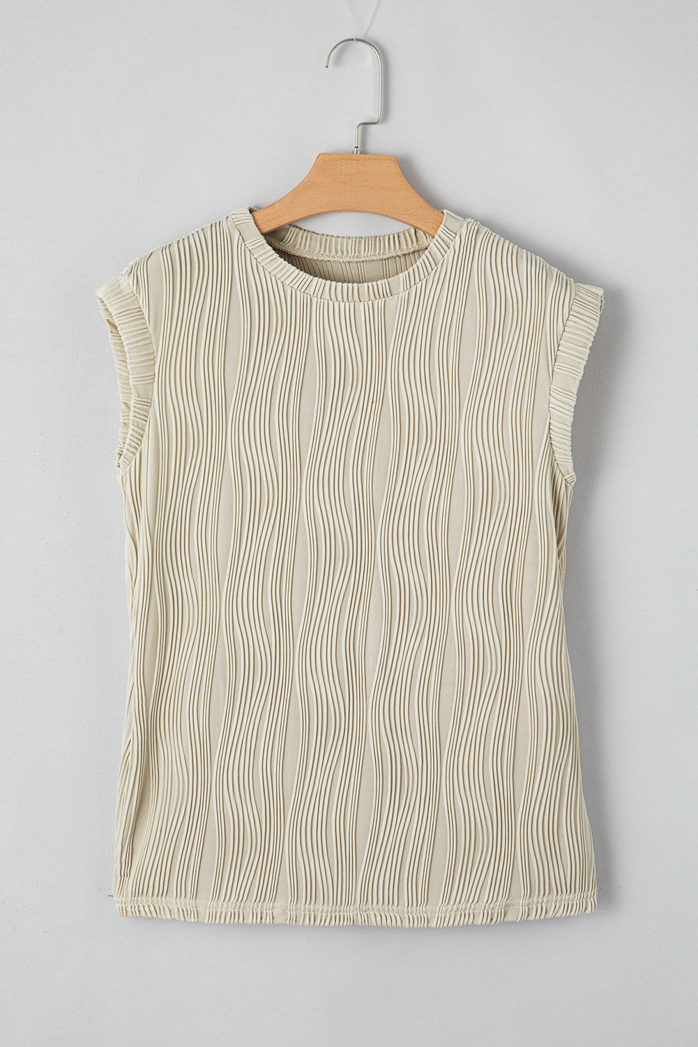 Wavy Textured Cap Sleeve Top - ThingsWeUseAndLove 