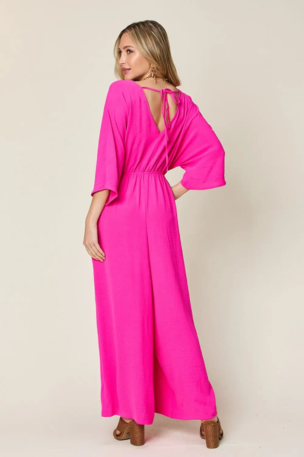 Size Inclusive Surplice Wide Leg Jumpsuit with Pockets - ThingsWeUseAndLove 
