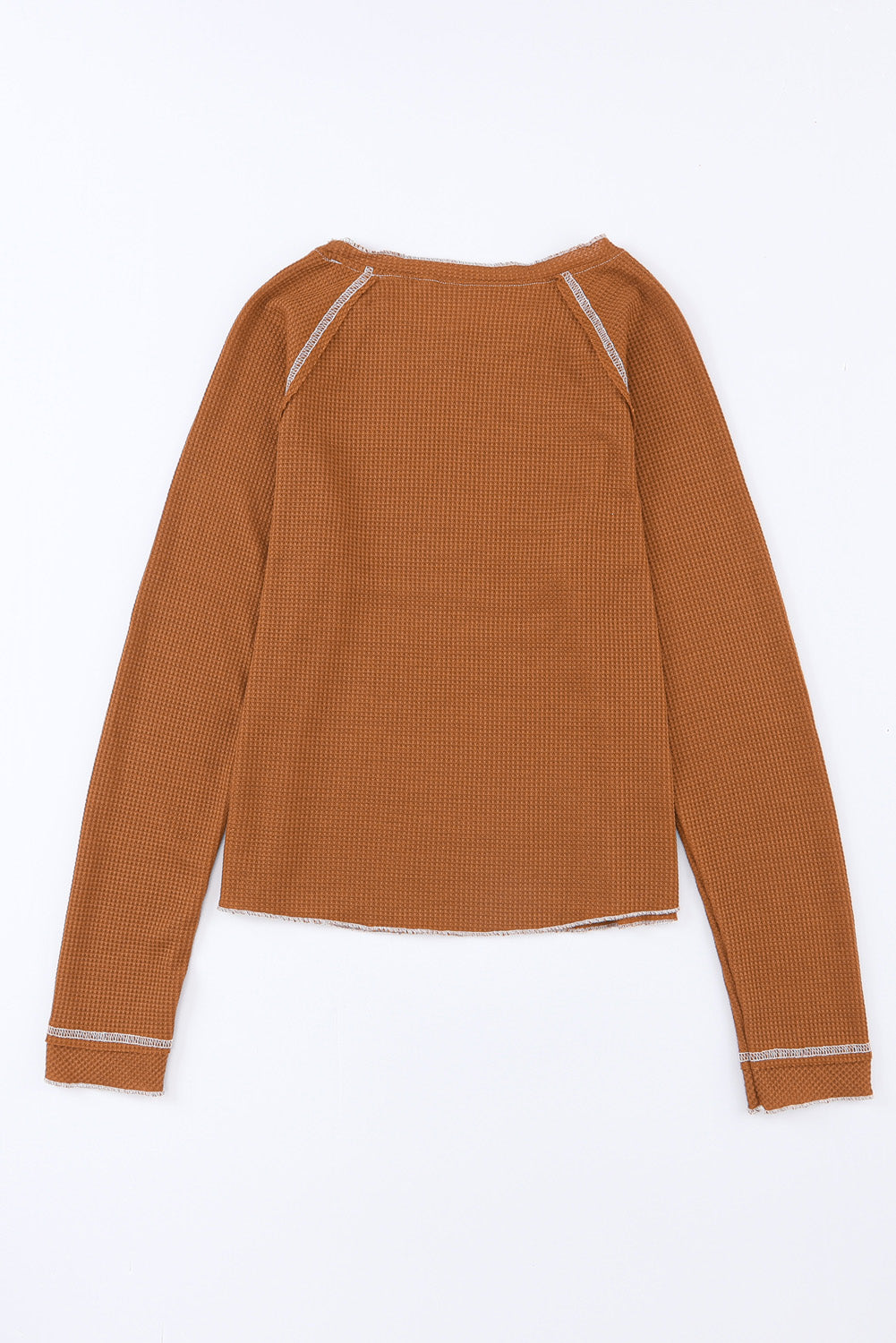 Exposed Seam Textured Pullover Long Sleeve Top - ThingsWeUseAndLove 