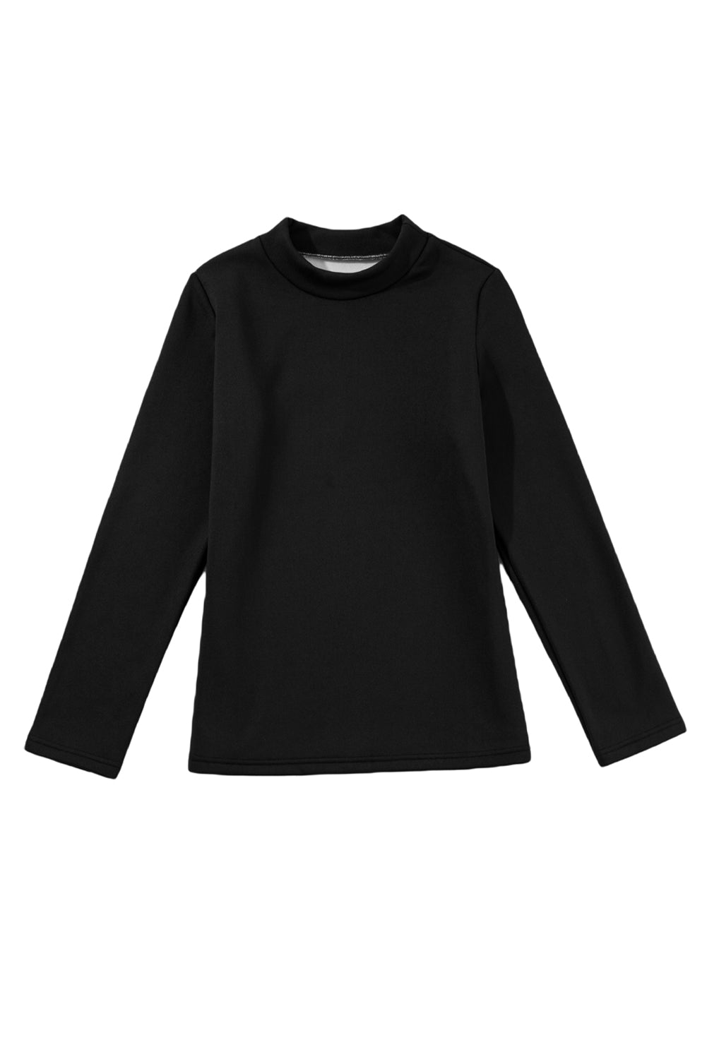 Black Mock Neck Thermal Lined Long Sleeve Top - ThingsWeUseAndLove 