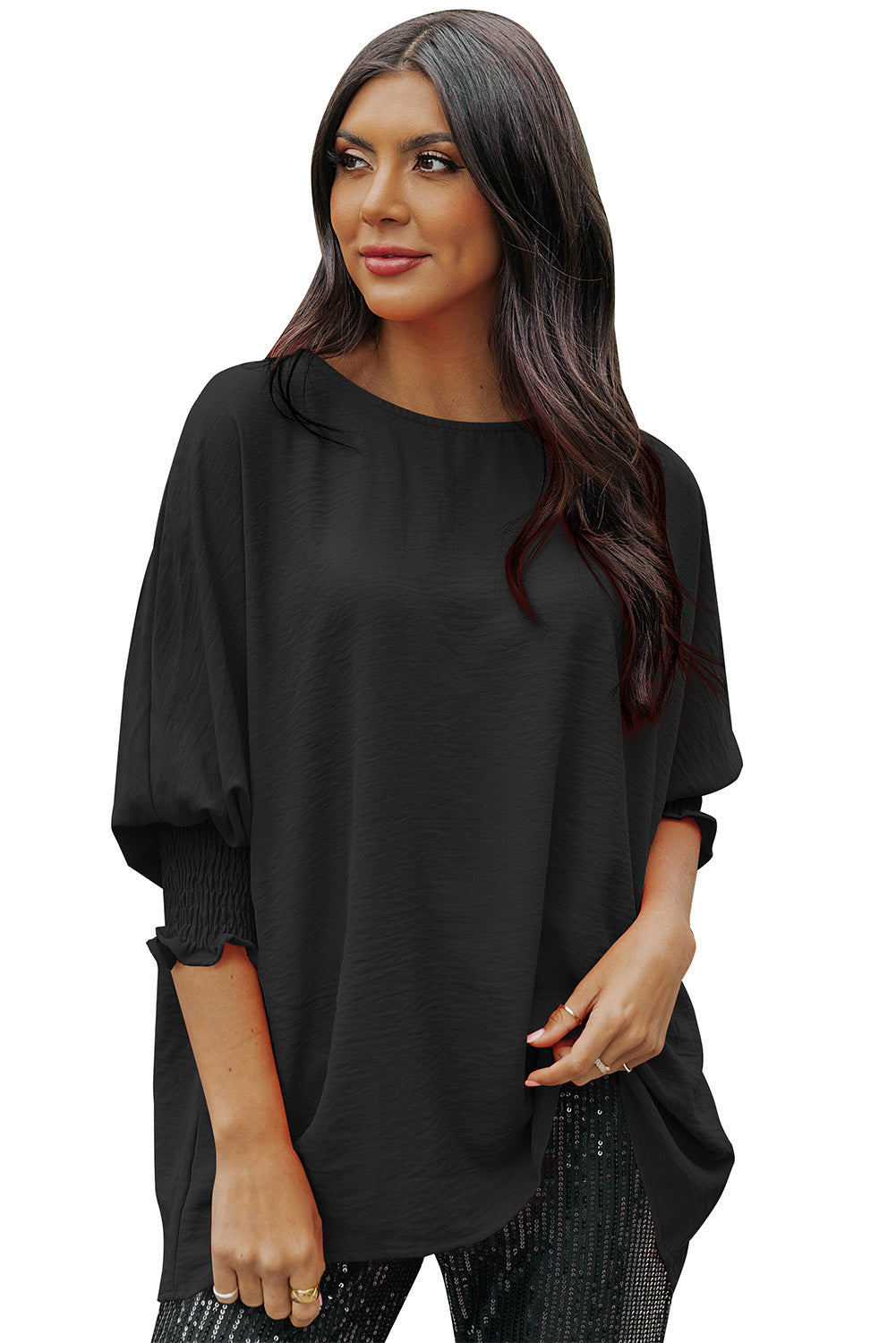 Batwing Sleeve Business Casual Blouse for Women - ThingsWeUseAndLove 