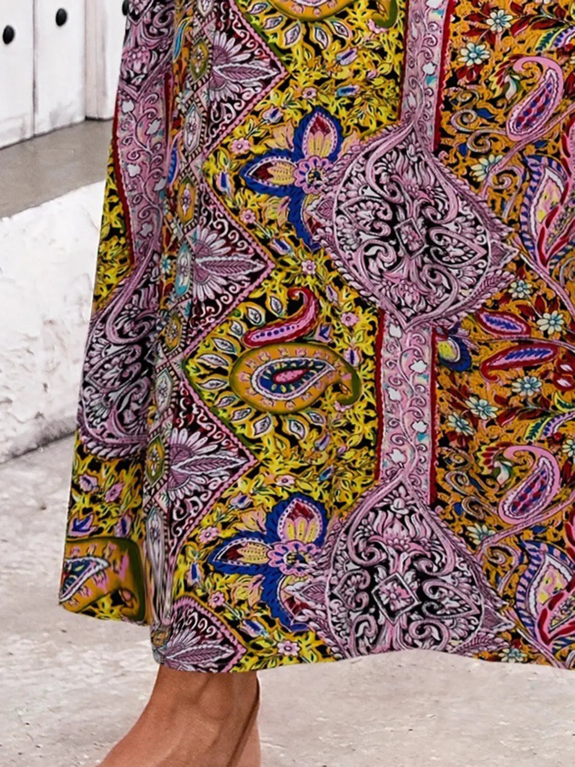 Slit Printed Elastic Waist Skirt - ThingsWeUseAndLove 