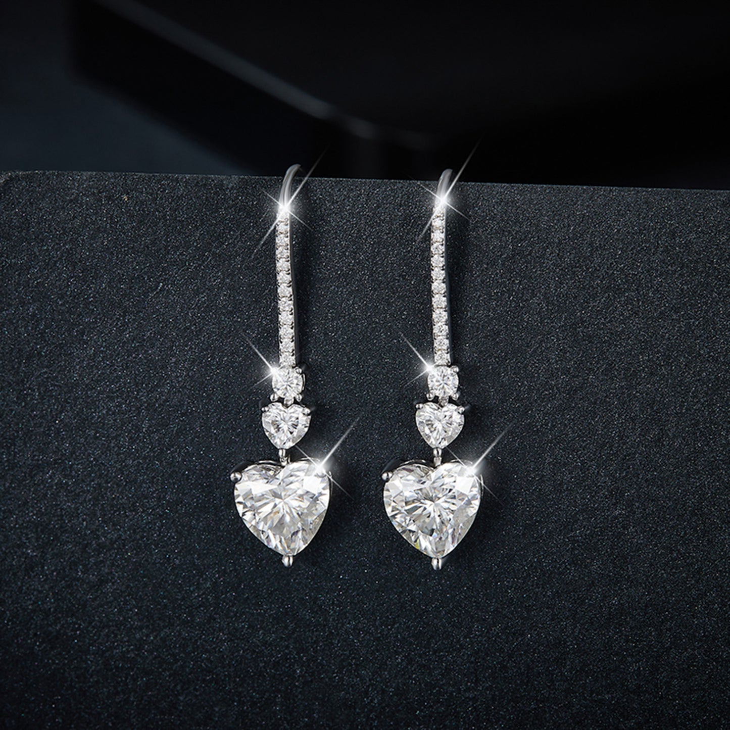 5.44 Carat 925 Sterling Silver Moissanite Heart Drop Earrings - ThingsWeUseAndLove 