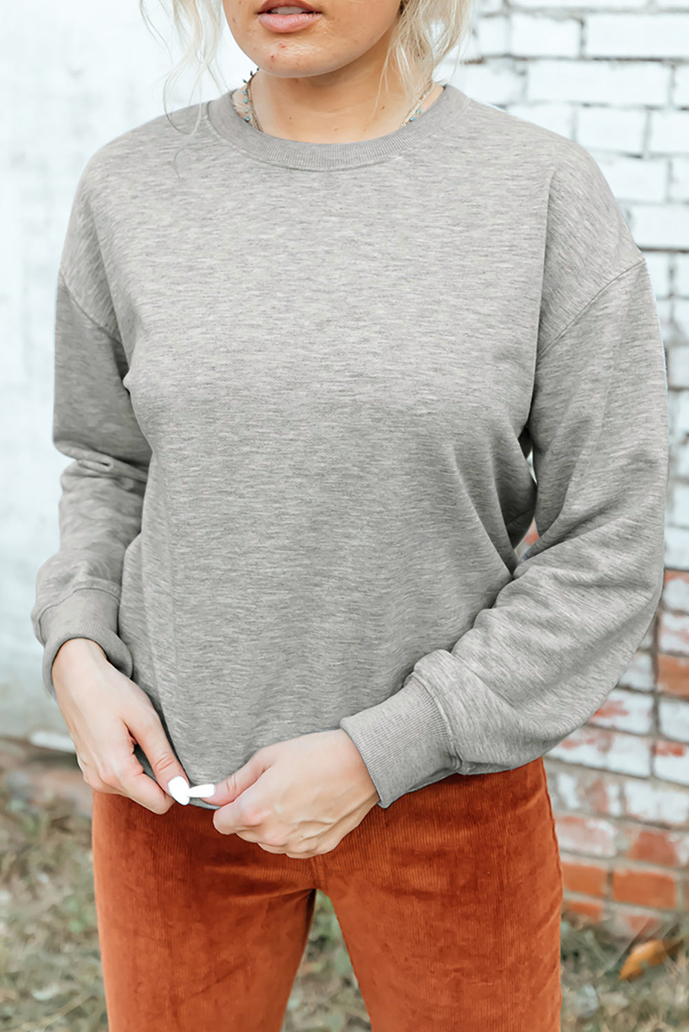 Irha Dropped Shoulder Round Neck  Sweatshirt - ThingsWeUseAndLove Dark-Gray-XL