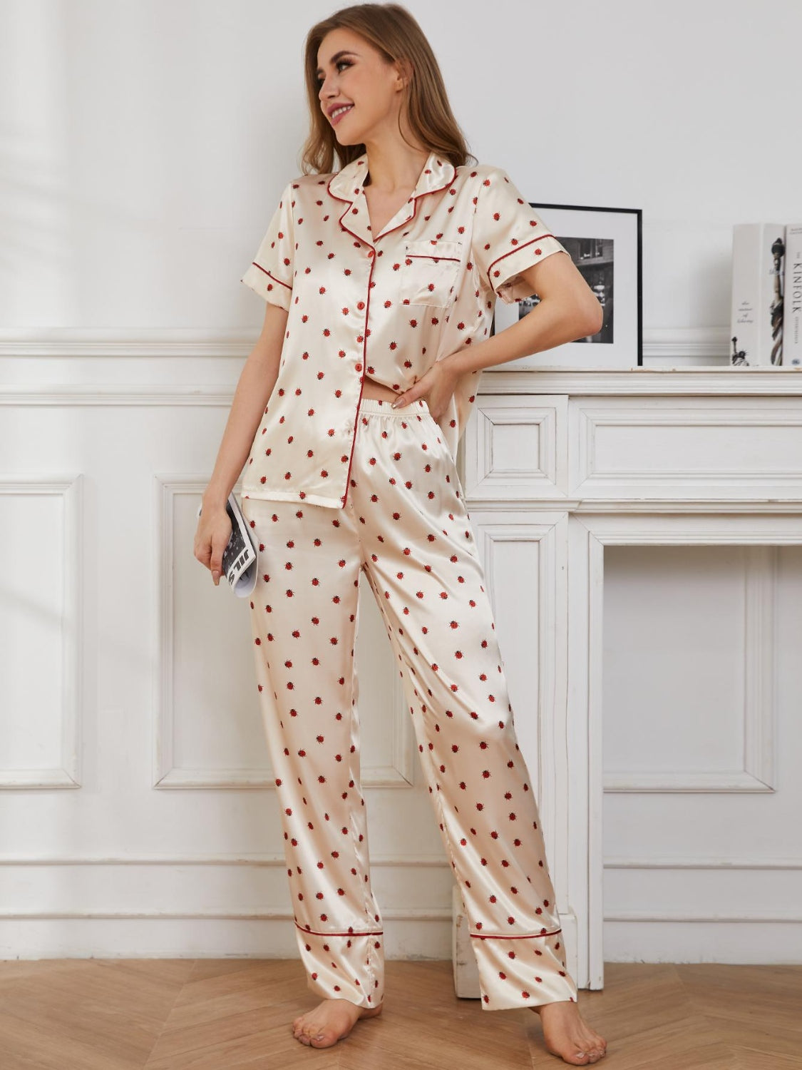 Contrast Piping Pocketed Top and Pants Lounge Set - ThingsWeUseAndLove 