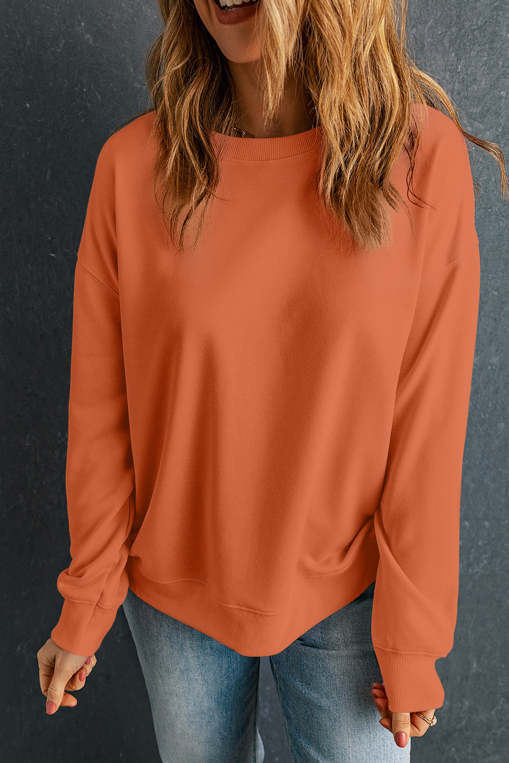 Irha Dropped Shoulder Round Neck  Sweatshirt - ThingsWeUseAndLove 