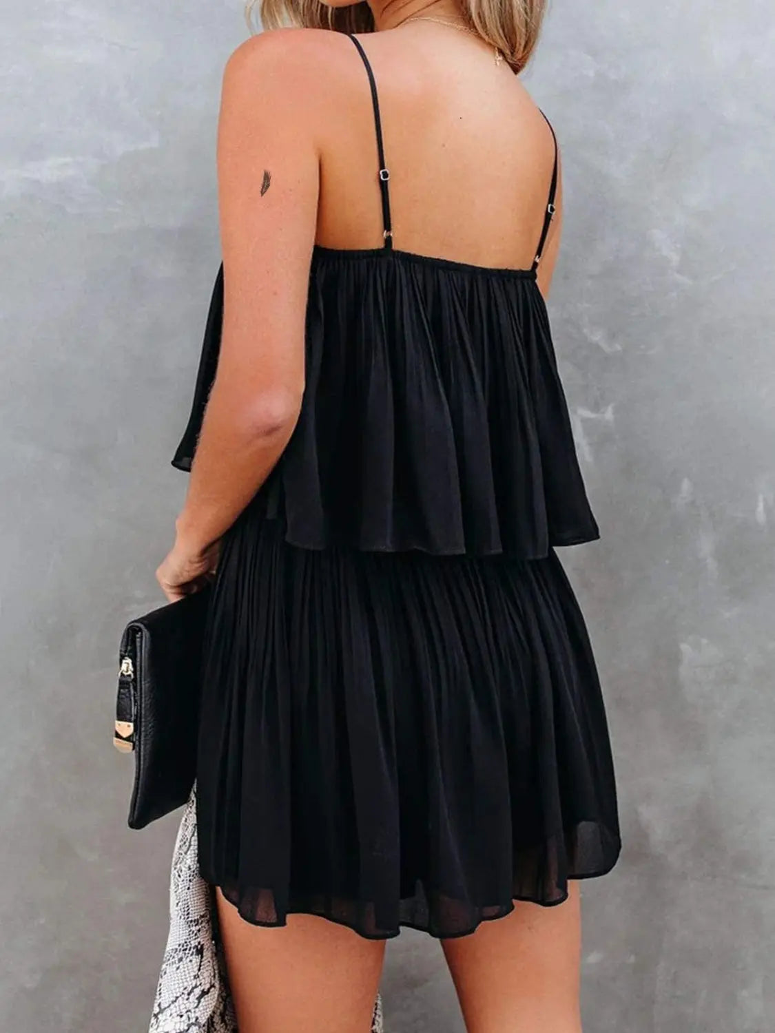 Ruched Spaghetti Strap Romper - ThingsWeUseAndLove Black-2XL