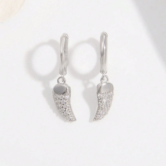 Sterling Silver Zircon Chili Shape Earrings - ThingsWeUseAndLove 