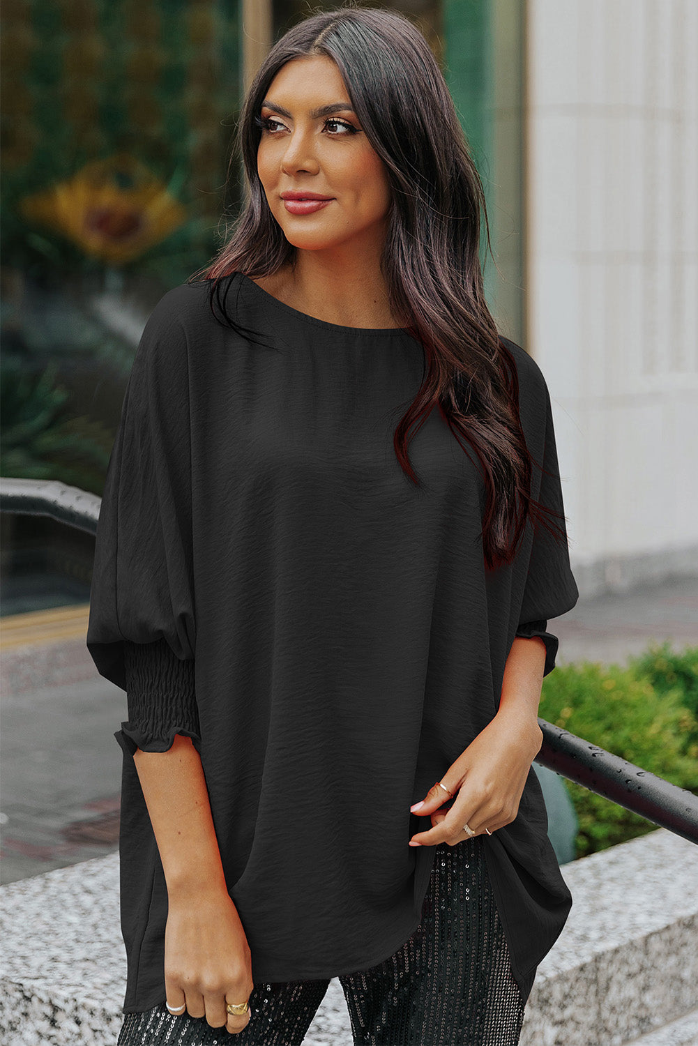 Batwing Sleeve Business Casual Blouse for Women - ThingsWeUseAndLove 