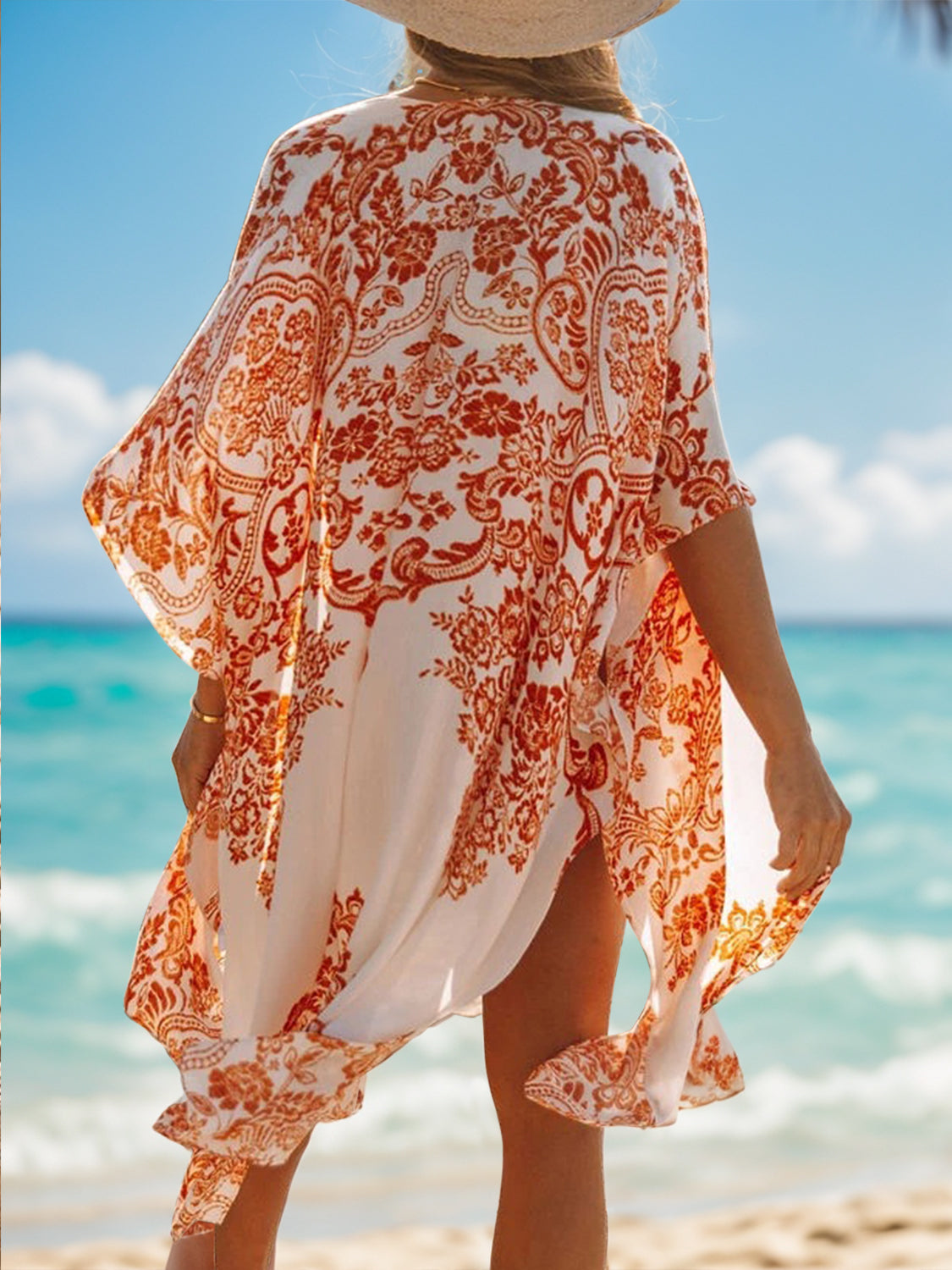 Polly Printed Open Front Cover-Up - ThingsWeUseAndLove 