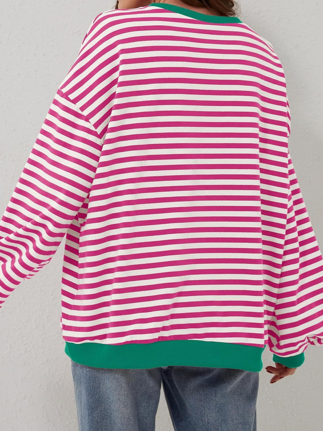 Aviana Contrast Striped Long Sleeve Sweatshirt - ThingsWeUseAndLove 