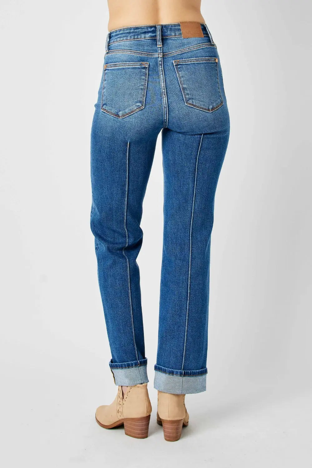 Tara Size Inclusive High Waist Front Seam Detail Straight Jeans - ThingsWeUseAndLove 