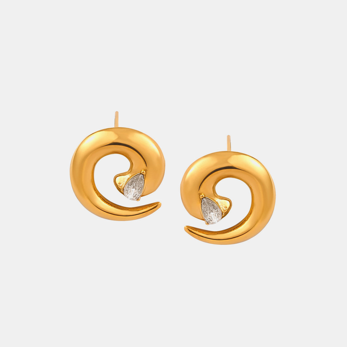 Titanium Steel Zircon Spiral Shape Earrings - ThingsWeUseAndLove Gold-One-Size