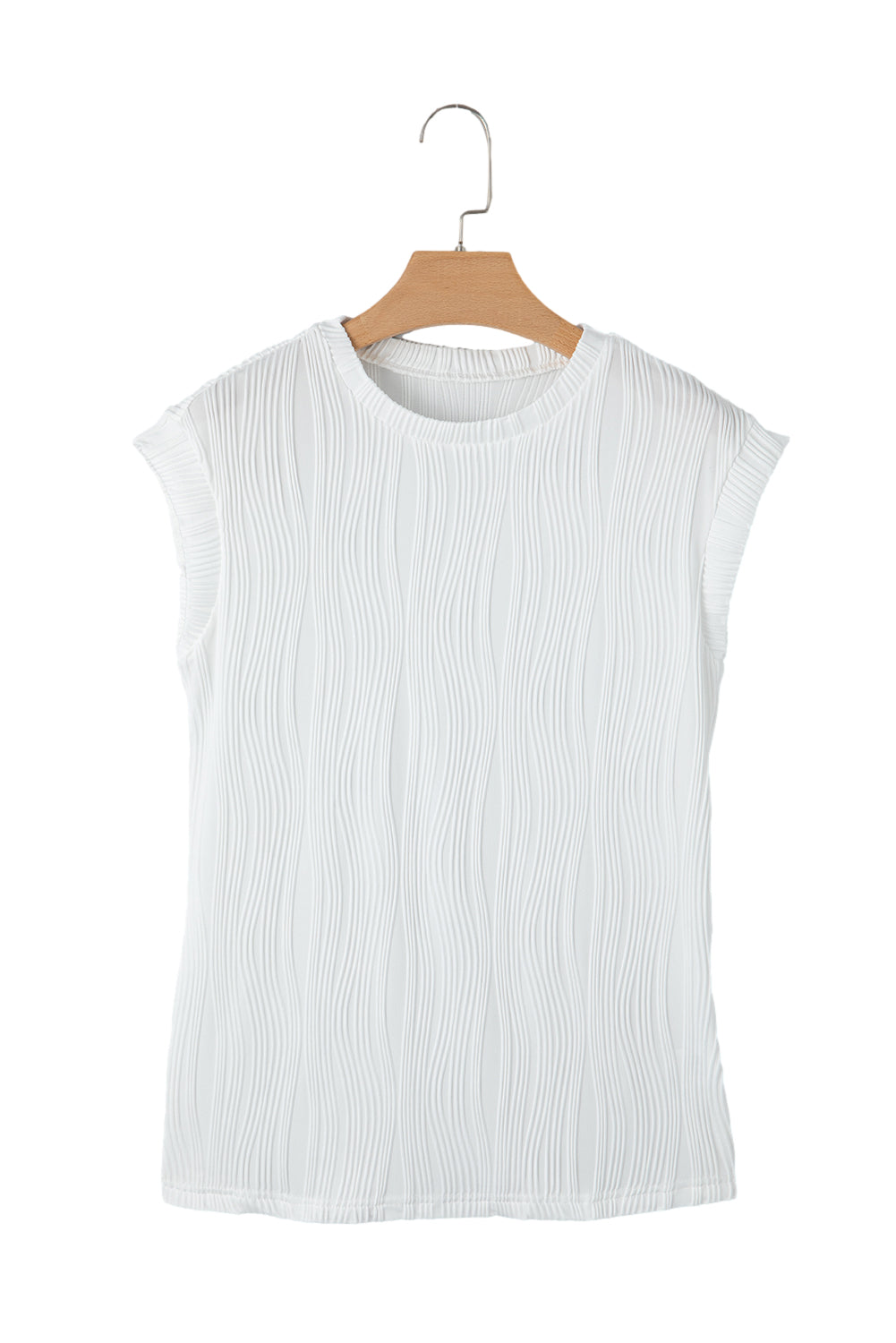 Wavy Textured Cap Sleeve Top - ThingsWeUseAndLove 