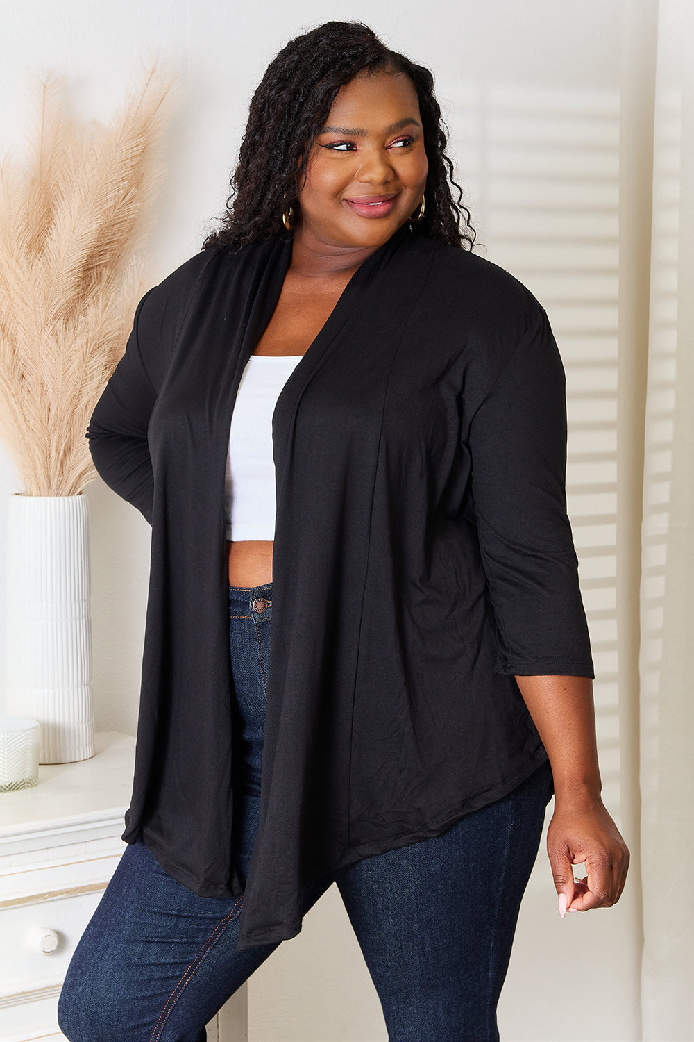 Black Open Front Cardigan - ThingsWeUseAndLove