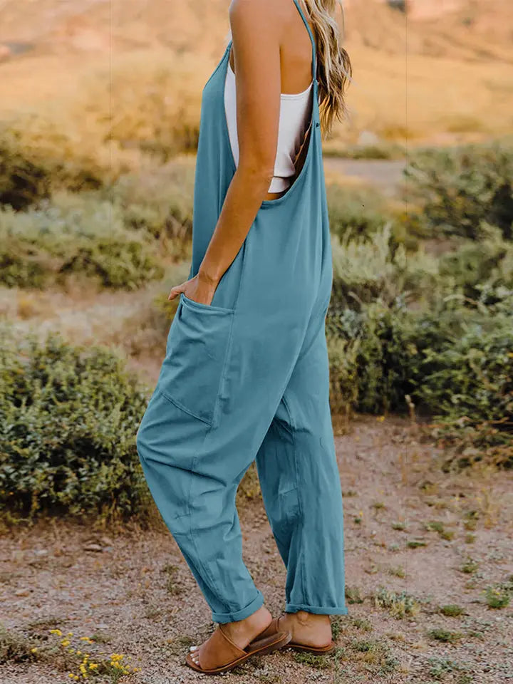 Dakota Size Inclusive V-Neck Sleeveless Jumpsuit with Pockets - ThingsWeUseAndLove 