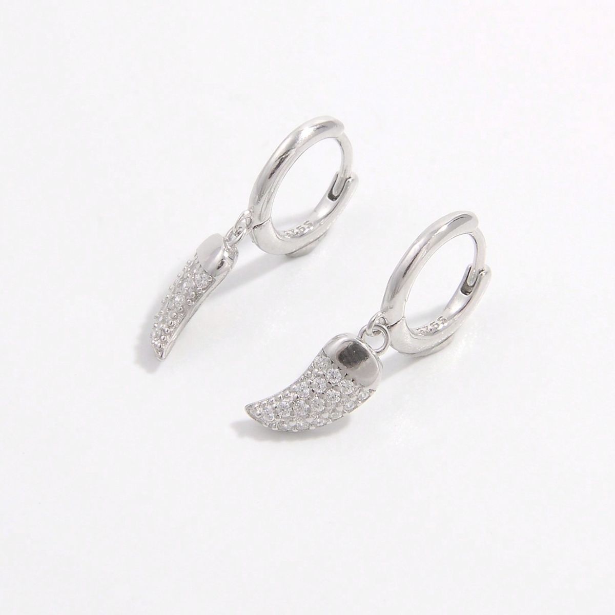 Sterling Silver Zircon Chili Shape Earrings - ThingsWeUseAndLove 