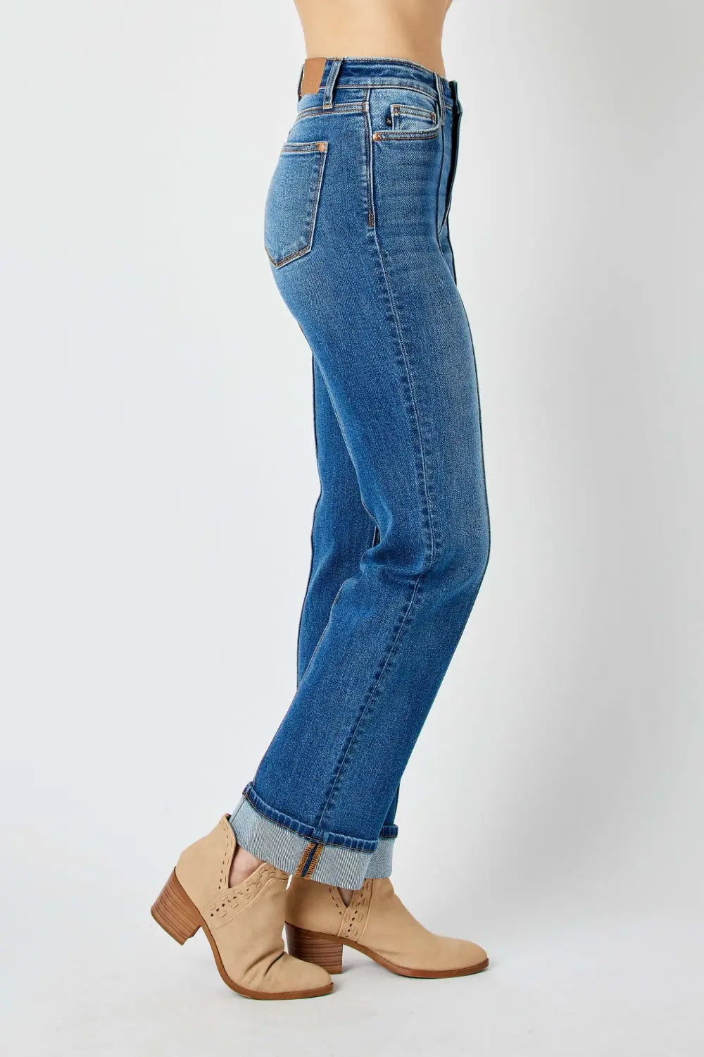 Tara Size Inclusive High Waist Front Seam Detail Straight Jeans - ThingsWeUseAndLove 