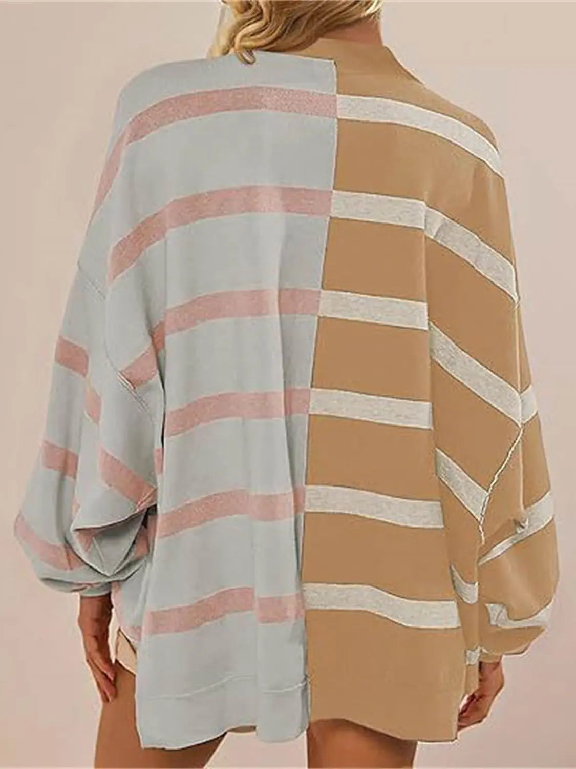 Long Sleeve Striped Round Neck Sweater - ThingsWeUseAndLove 