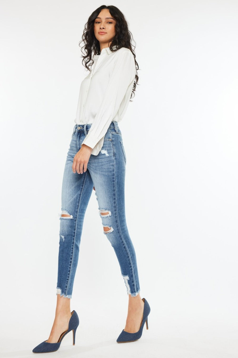 High Rise Frayed Ankle Skinny Jeans - ThingsWeUseAndLove 