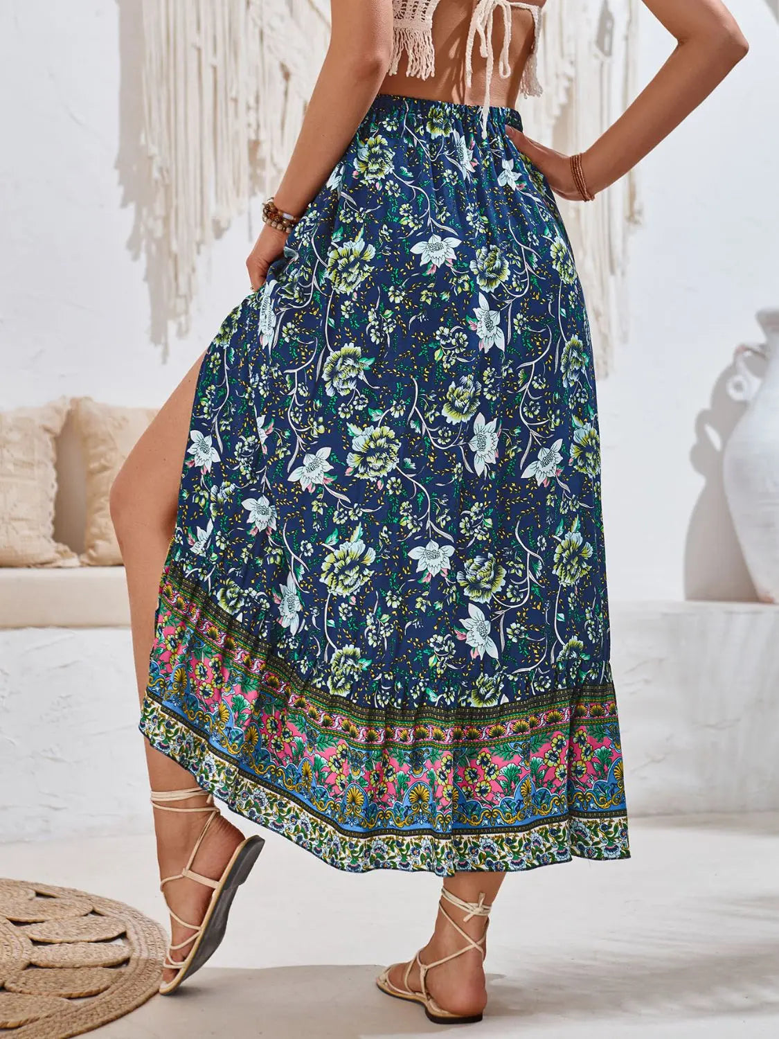 Tied Printed Midi Skirt - ThingsWeUseAndLove 