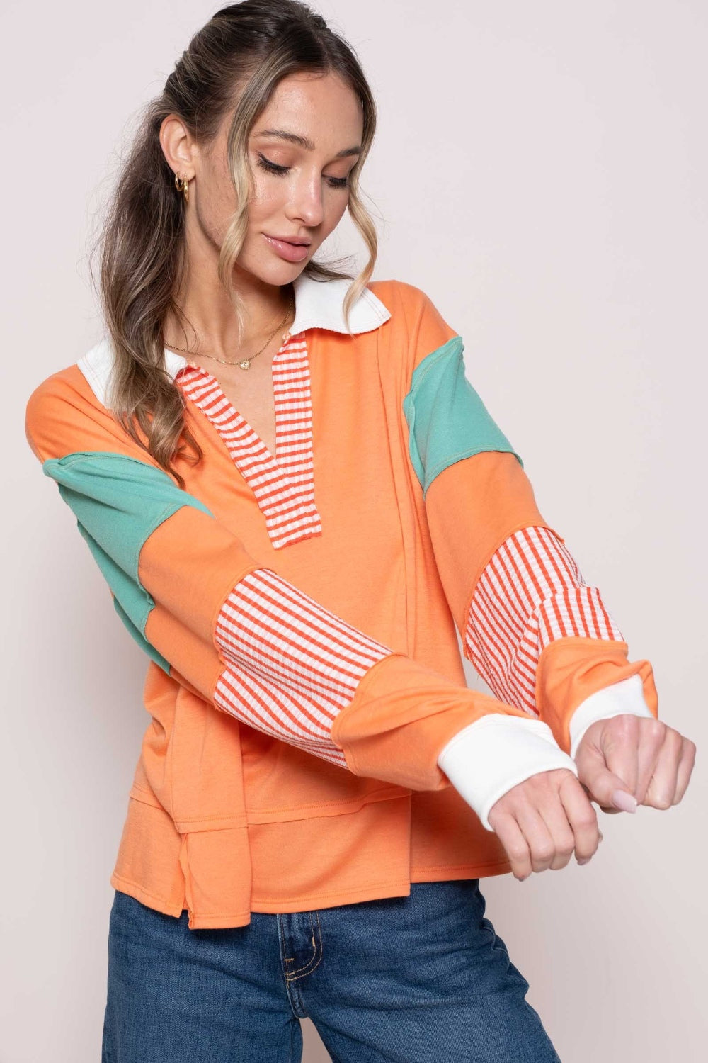 Hailey & Co Color Block Top with Striped Panel - ThingsWeUseAndLove 