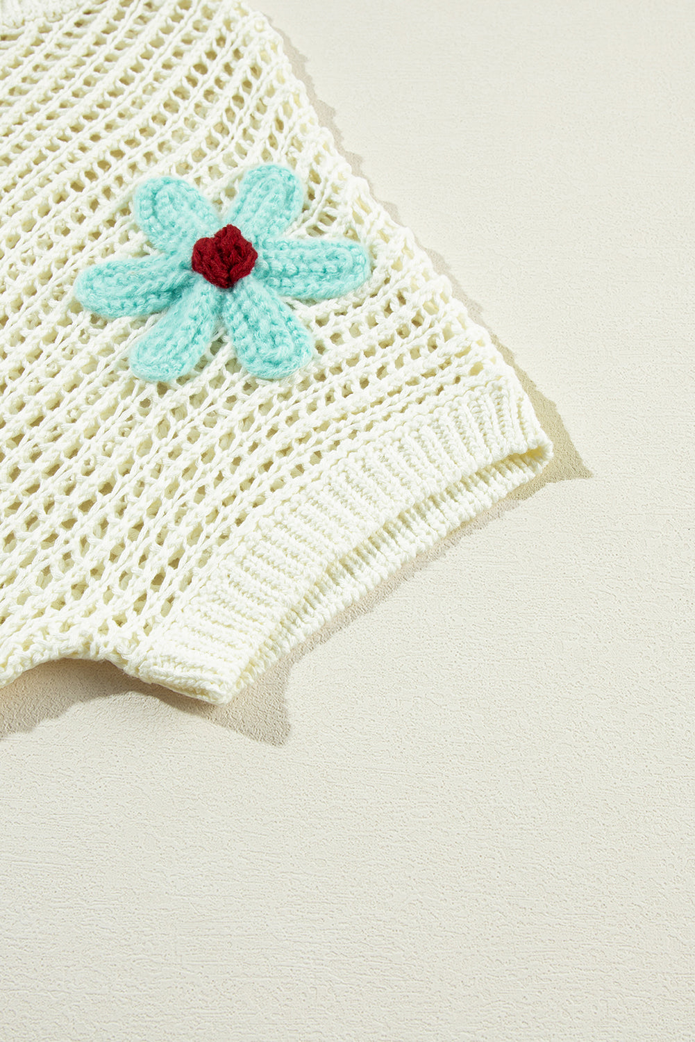 White Crochet Flower Hollow-out Sweater T Shirt - ThingsWeUseAndLove 