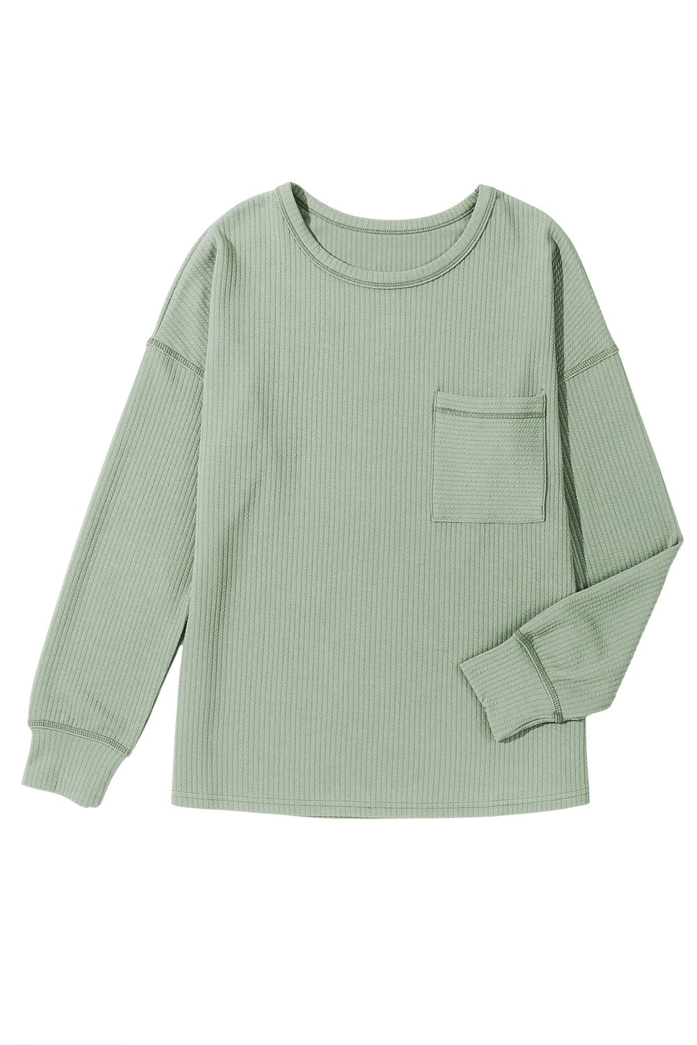 Ribbed Pocketed Long Sleeve Top - ThingsWeUseAndLove 