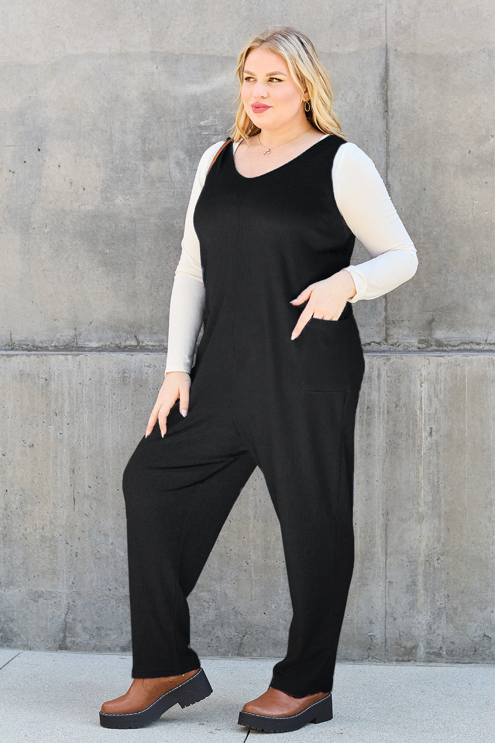 Double Take Full Size Sleeveless Straight Jumpsuit - ThingsWeUseAndLove 
