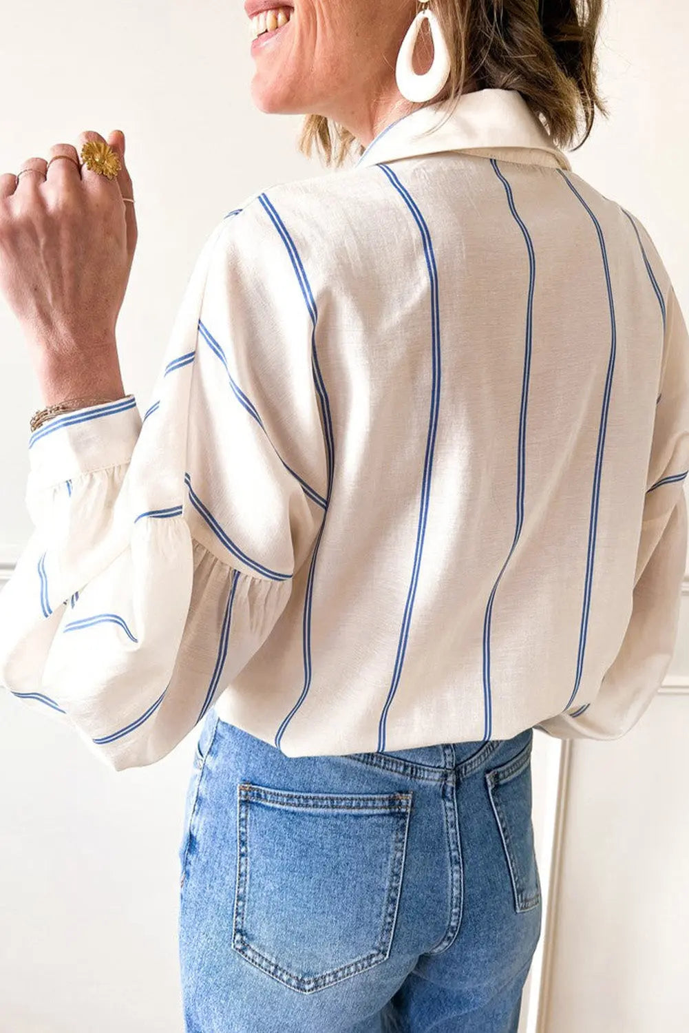 Kerry Striped Collared Neck Long Sleeve Shirt - ThingsWeUseAndLove 