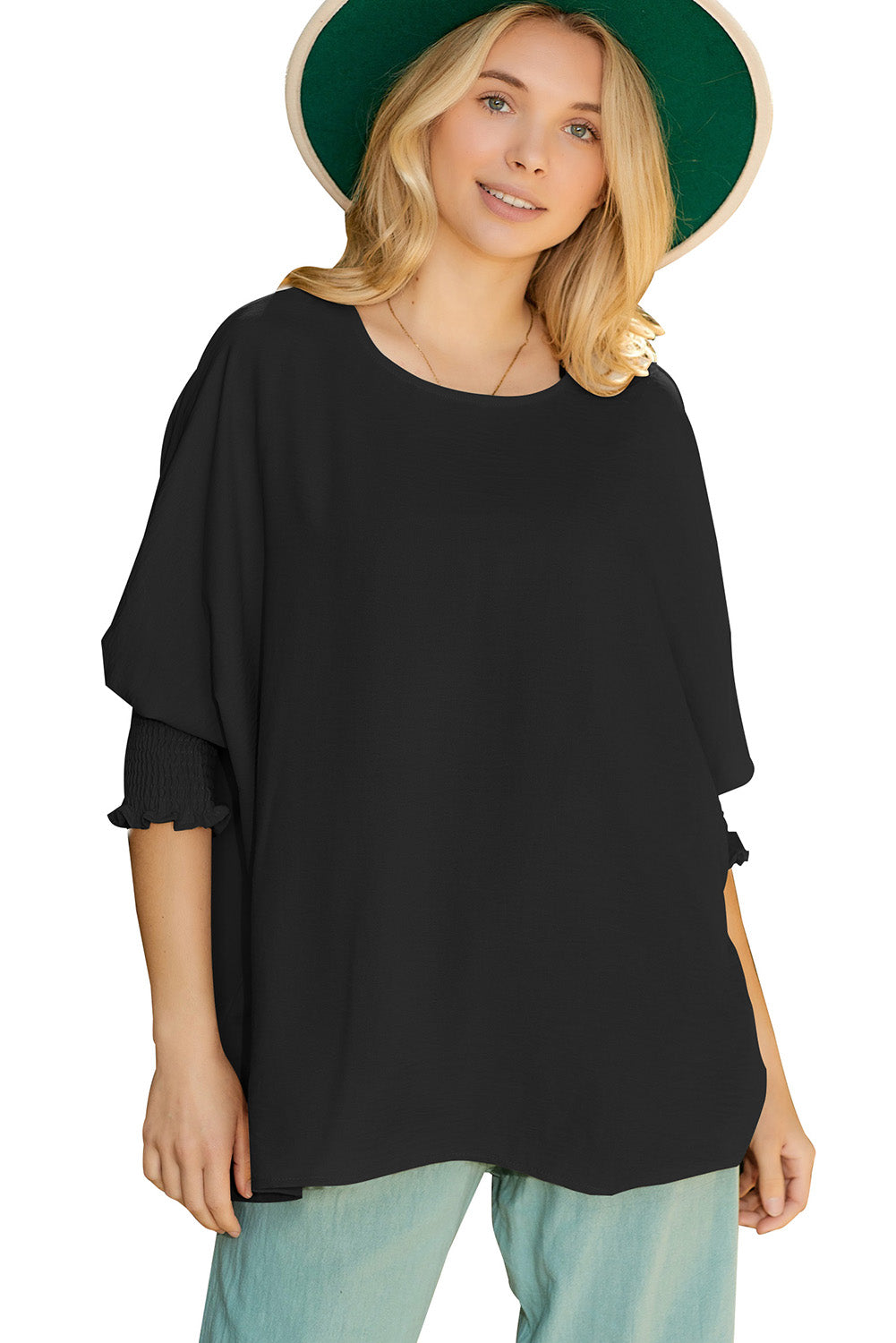 Batwing Sleeve Business Casual Blouse for Women - ThingsWeUseAndLove 