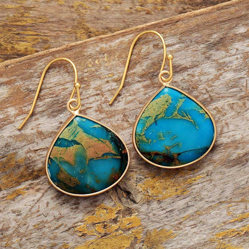 18K Gold-Plated Natural Stone Earrings - ThingsWeUseAndLove 