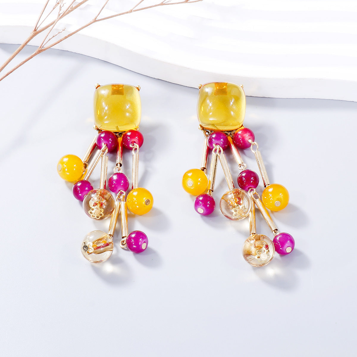 Acrylic Bead Dangle Earrings - ThingsWeUseAndLove 