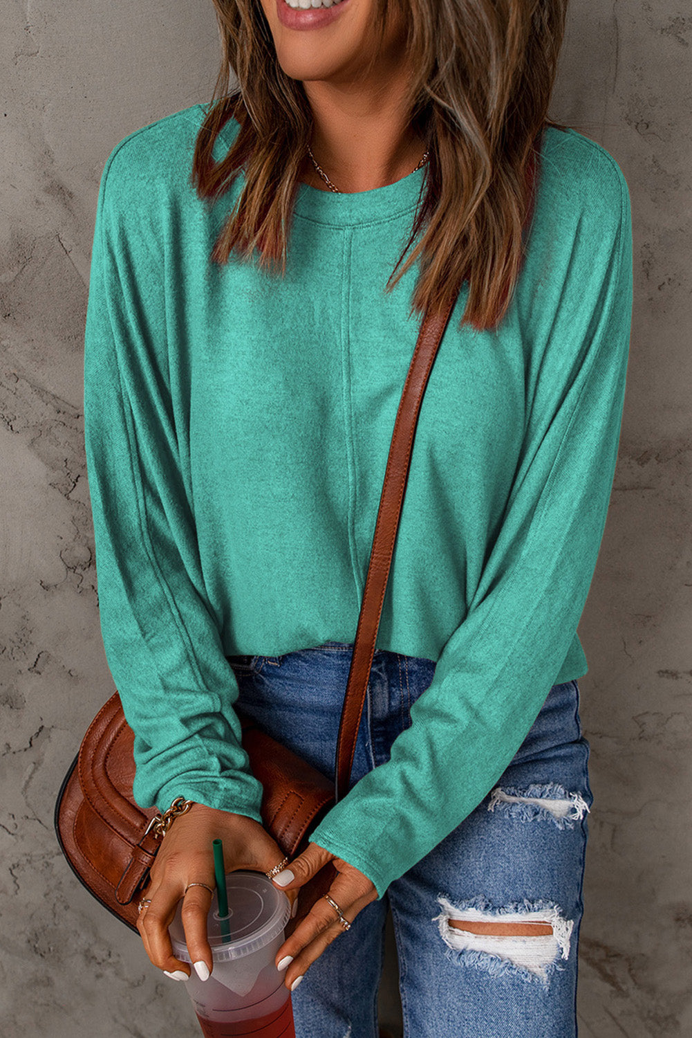 Casual Seam Long Sleeve Top - ThingsWeUseAndLove 