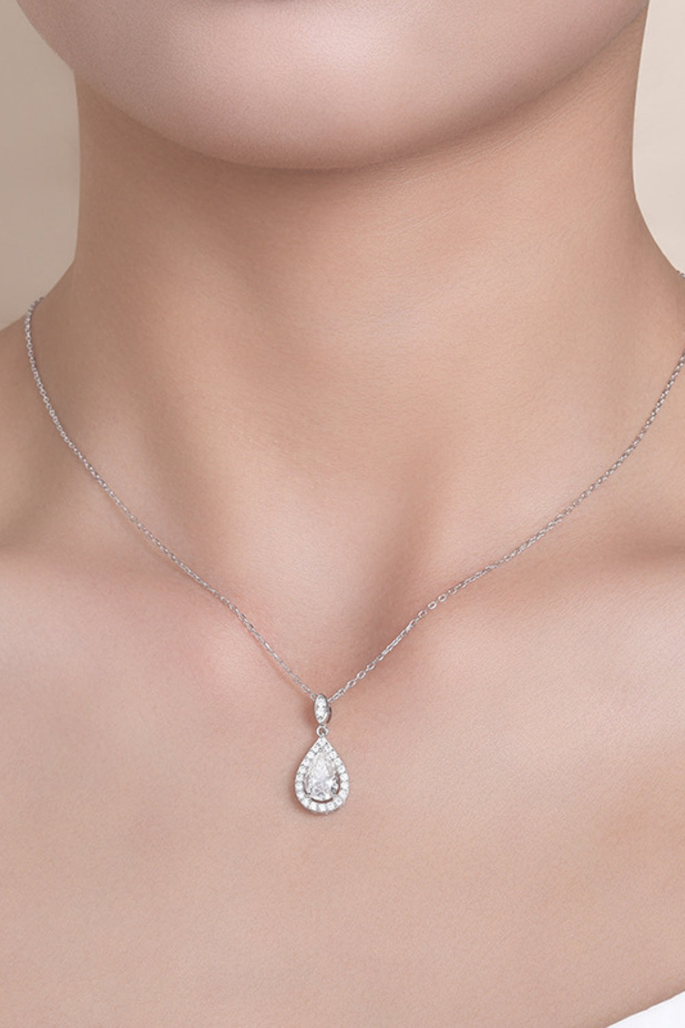1.5 Carat Moissanite 925 Sterling Silver Teardrop Necklace - ThingsWeUseAndLove Silver-One-Size