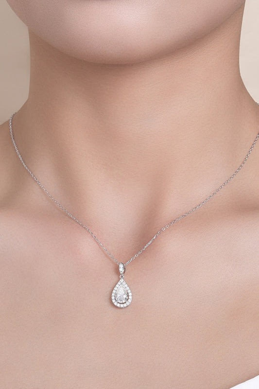 1.5 Carat Moissanite 925 Sterling Silver Teardrop Necklace - ThingsWeUseAndLove Silver-One-Size